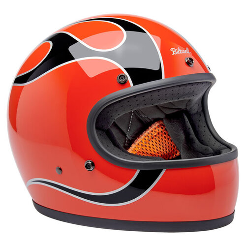 Biltwell Casco Gringo | Comp Fiamme Arancioni | Scegli La Taglia