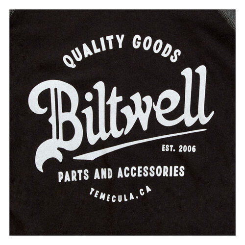 Biltwell Script Honkbal Vrouwelijk Shirt | Zwart | Kies Maat