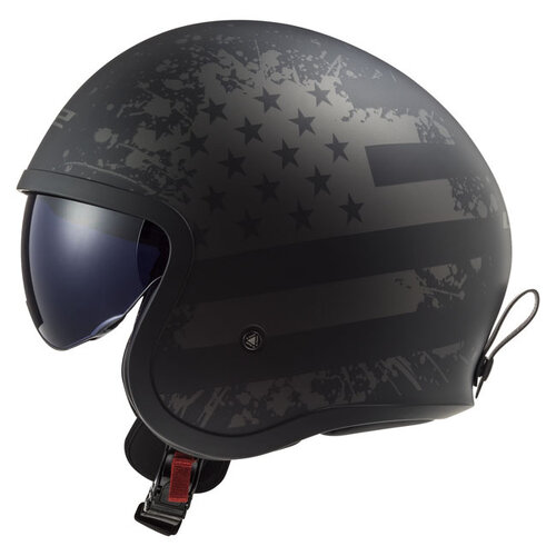 LS2 Casco Spitfire II Bandera Negra | Negro Mate | Elige Talla