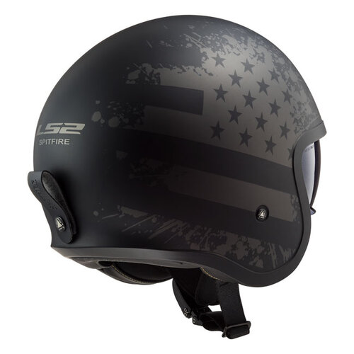 LS2 Casco Spitfire II Bandera Negra | Negro Mate | Elige Talla