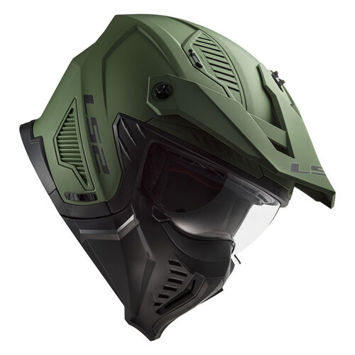 LS2 Casco Sólido Drifter | Verde Militar Mate | Elige Talla