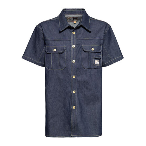 King Kerosin Motor Crew denim worker shirt dark blue wash