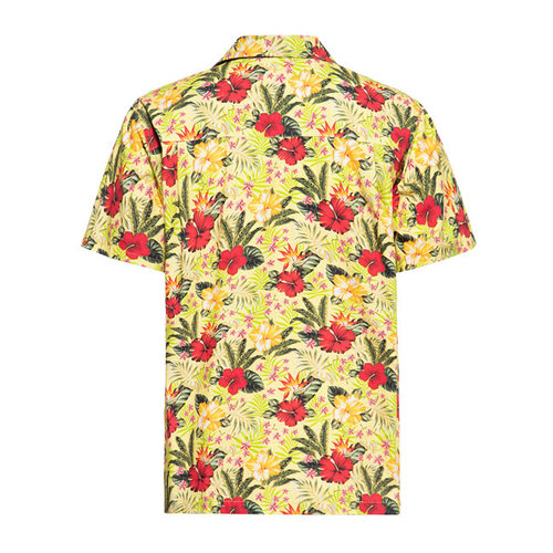 King Kerosin Camisa estilo hawaiano tropical AOP amarillo brillante