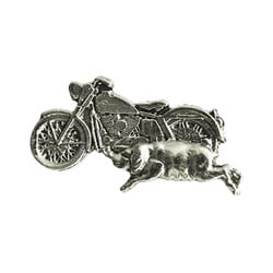 Biker pins Bike with pig pin