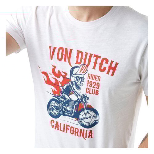 Von Dutch T-shirt flammé blanc/rouge