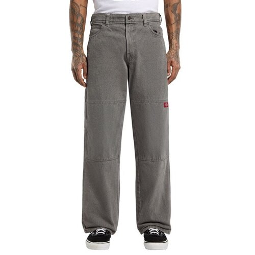 Dickies Pantalones vaqueros de doble rodilla, lavado gris teñido