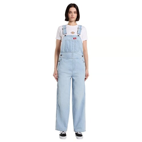 Dickies Peto vaquero holgado para mujer, color azul niebla.