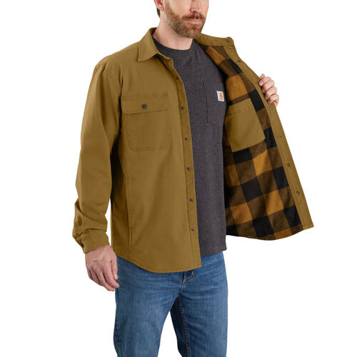 Carhartt Camicia in tela foderata in pile, colore marrone quercia