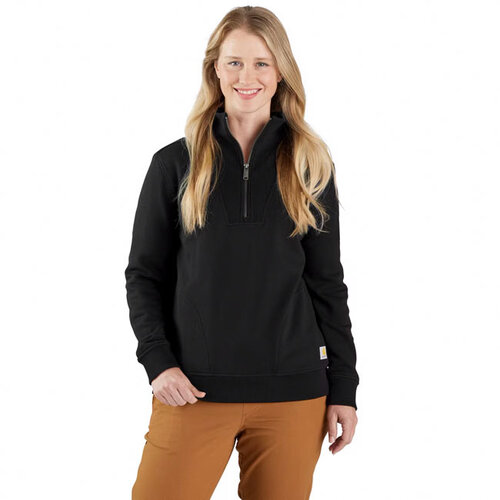Carhartt Sudadera de mujer Fiber Series con media cremallera, color negro.