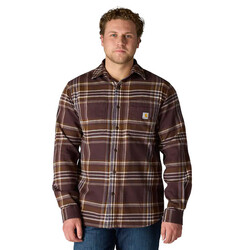 Flannel Plaid Shirt Dark Sepia