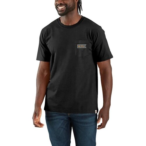 Carhartt T-shirt nera con scritta a tasca e grafica