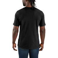 T-shirt noir à poche avec motif graphique.
