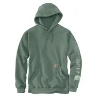 Sweat à capuche avec logo sur la manche, vert ardoise