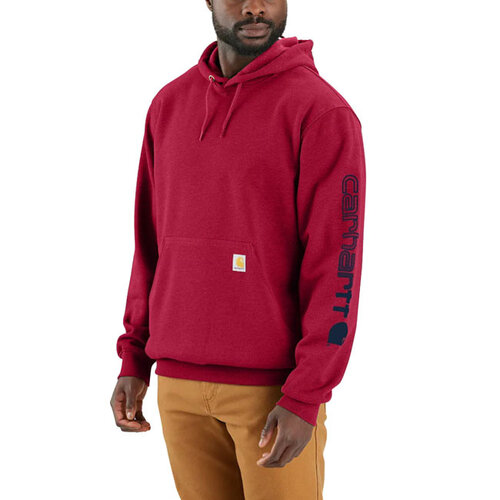 Carhartt Felpa con cappuccio e logo sulla manica, colore rosso industriale