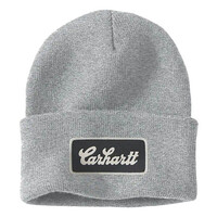 Gorro con parche de script, gris jaspeado