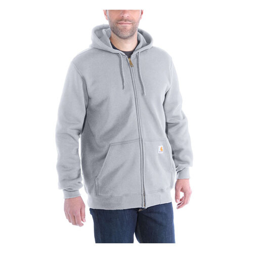 Carhartt Sudadera con capucha y cremallera, color gris jaspeado.