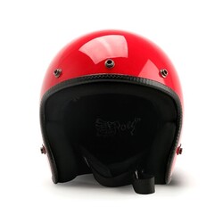 Casco jet aperto rosso fiammante lucido con visiera removibile