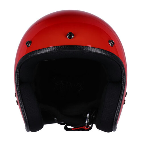 Roeg JETT Open-Face Helmet Flaming Red Gloss with Removable Peak