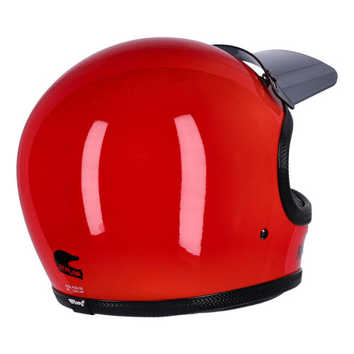 Roeg Casco integrale Peruna 2.0 rosso fiammante con calotta in fibra di vetro RQ LIGHT e rivestimento interno in EPS a densità multipla.