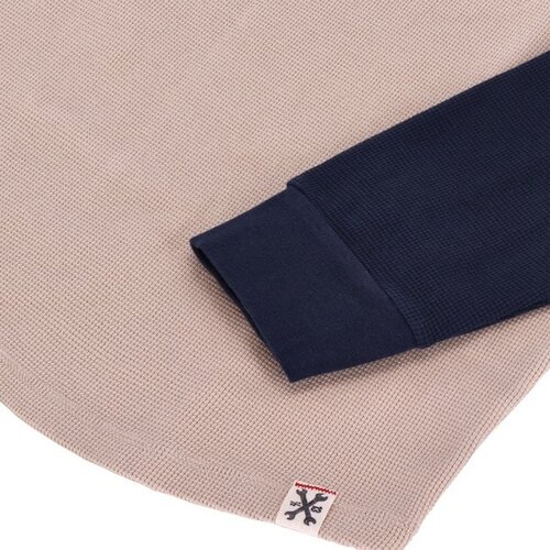 13½ Waffle Jersey Long Sleeve Shirt in Sand/Navy - Vintage Style