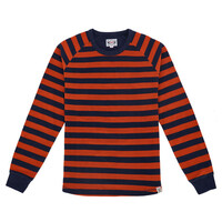 Waffle Jersey Long Sleeve Shirt in Orange/Navy - Vintage Style