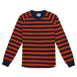 Waffle Jersey Long Sleeve Shirt in Orange/Navy - Vintage Style
