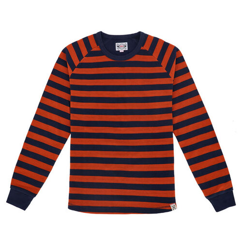 13½ Waffle Jersey Long Sleeve Shirt in Orange/Navy - Vintage Style