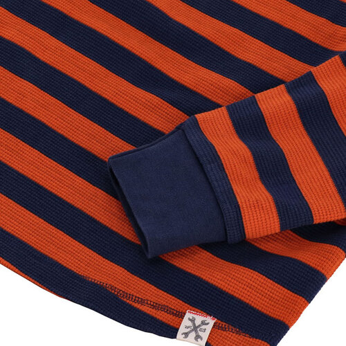 13½ Waffle Jersey Long Sleeve Shirt in Orange/Navy - Vintage Style