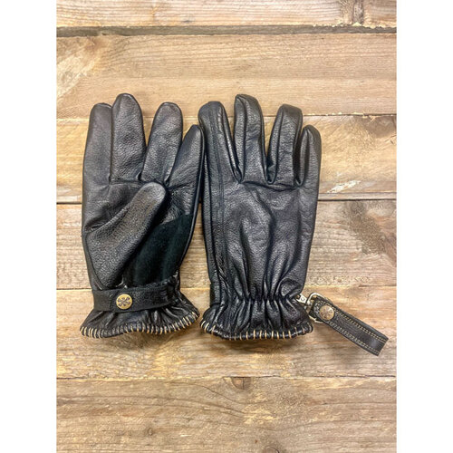 13½ Guantes Loud Ride negros - Piel de vacuno de grano completo, homologados CE