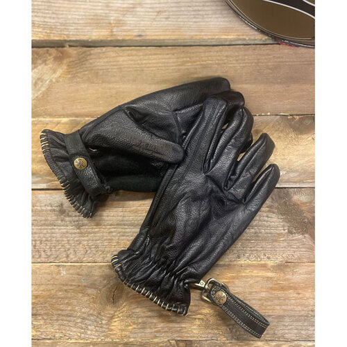 13½ Gants Loud Ride noirs - Cuir de vachette pleine fleur, homologués CE