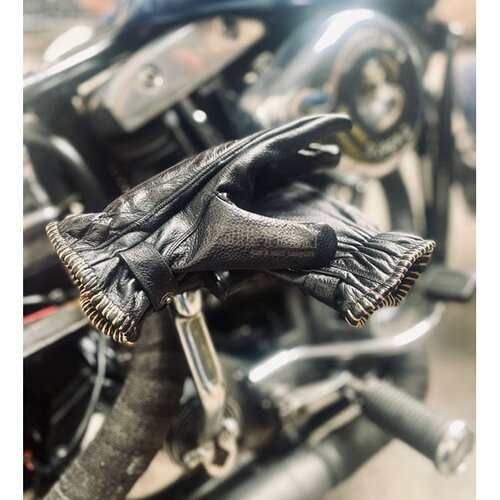 13½ Gants Loud Ride noirs - Cuir de vachette pleine fleur, homologués CE