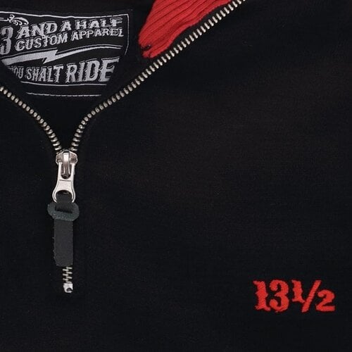 13½ Outlaw trui met halve rits in zwart/rood - Klassieke bikerstijl