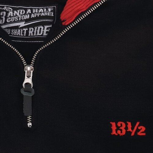 13½ Pull Outlaw à demi-zip noir/rouge - Style motard classique
