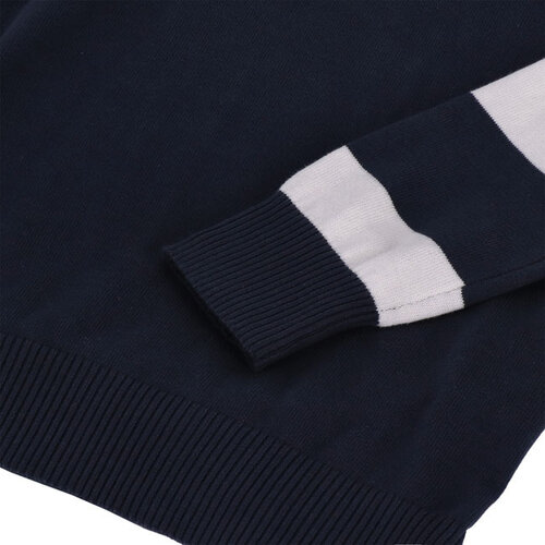 13½ Outlaw Half-Zip Sweater in Navy/Offwhite - Classic Biker Style