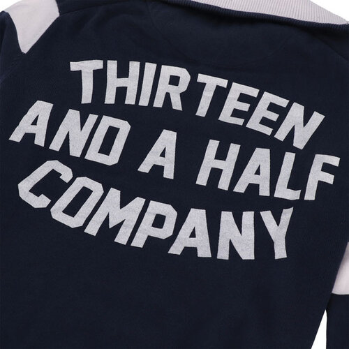 13½ Outlaw Half-Zip Sweater in Navy/Offwhite - Classic Biker Style