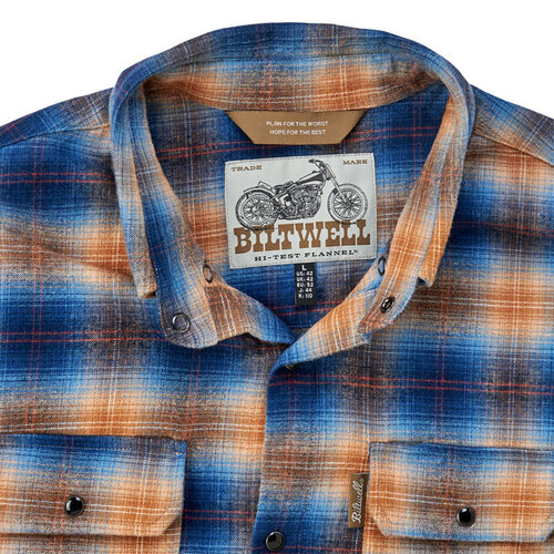Biltwell HI Test Flannel Shirt Baja - Schwerer Baumwolle mit Edelstahl-Druckknöpfen