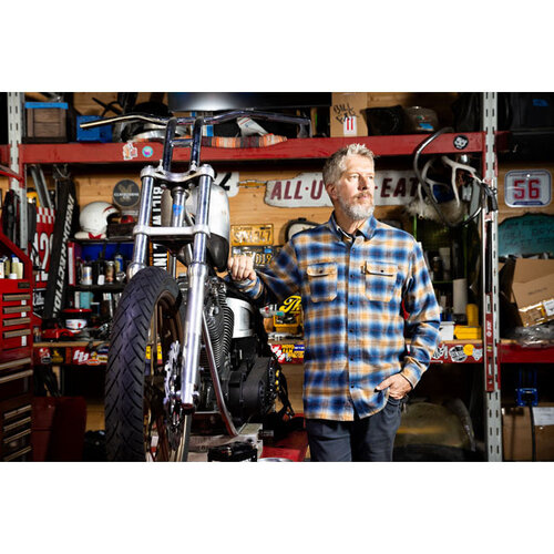 Biltwell HI Test Flannel Shirt Baja - Cotone Pesante con Bottoni in Acciaio Inossidabile