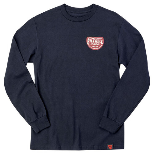 Biltwell T-Shirt à Manches Longues Left Turn Noir - 100% Coton, Coupe Standard