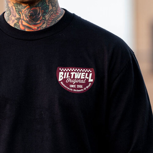 Biltwell Left Turn Long Sleeve T-Shirt Black - 100% Cotton, Regular Fit