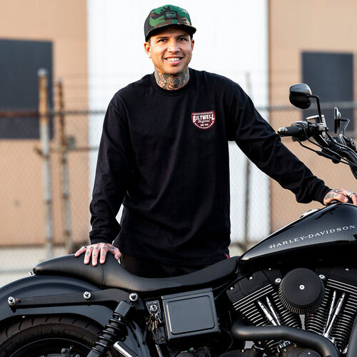 Biltwell Left Turn Langarm T-Shirt Schwarz - 100% Baumwolle, Regular Fit