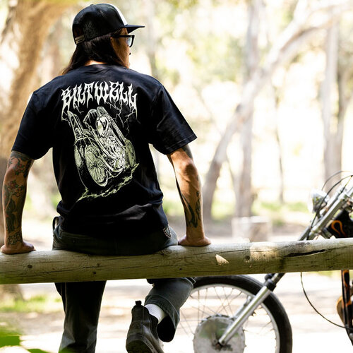 Biltwell Camiseta Metal Negra - 100% Algodón Preencogido, Corte Regular