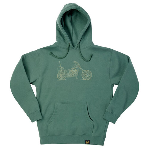 Biltwell Pan Hoodie Verde - Felpa Pesante a Vestibilità Standard con Design di Tyler Cornelius