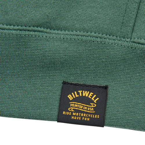 Biltwell Pan Hoodie Verde - Sudadera Pesada de Ajuste Estándar con Diseño de Tyler Cornelius