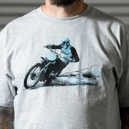 Biltwell T-Shirt Roost Sporty Gray - 100% Cotone Pre-ritirato, Vestibilità Regular Durevole