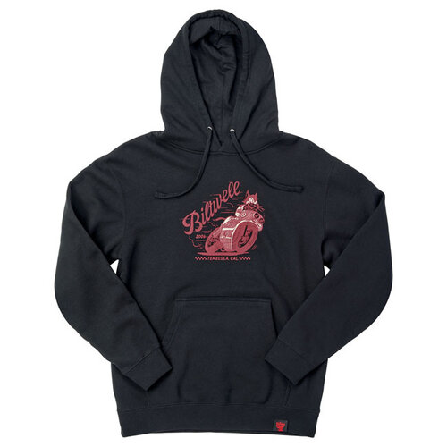 Biltwell Fast Cat Hoodie Negro - Sudadera de Peso Medio con Ajuste Estándar, Mezcla de Fleece 80/20 Algodón/Poliéster