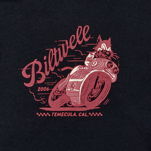 Biltwell Fast Cat Hoodie Nero - Pullover di Peso Medio con Vestibilità Standard, Fleece 80/20 Cotone/Poliestere