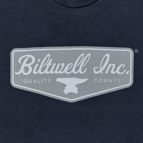 Biltwell Grey Shield T-Shirt Zwart - 100% Voorgekrompen Katoen, Regular Fit