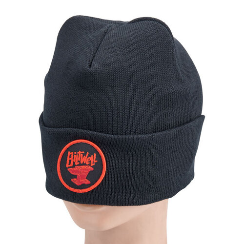 Biltwell Anvil Beanie Noir/Rouge - 97% Polyester Recyclé, Style Classique
