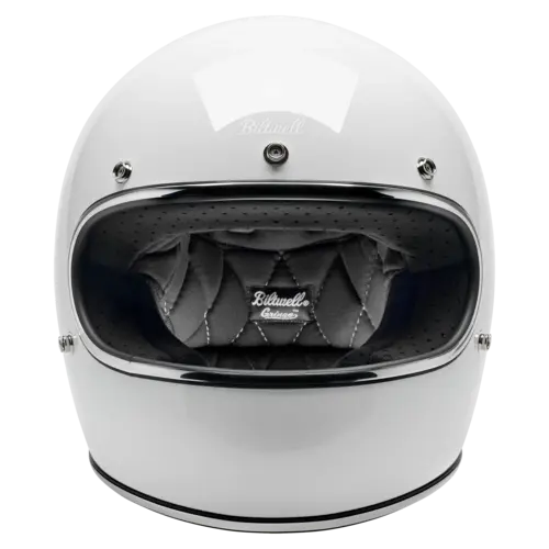Biltwell Casco Gringo Blanco Brillante - Certificado ECE R22.06 & DOT, Carcasa ABS Ligera