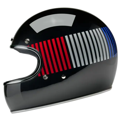 Biltwell Gringo RWB Raceflow Helmet Black - ECE R22.06 & DOT Certified, Lightweight ABS Shell